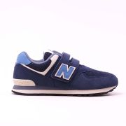 New Balance Boy’s 574 Hook and Loop Navy White