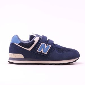 New Balance Boy’s 574 Hook and Loop Navy White